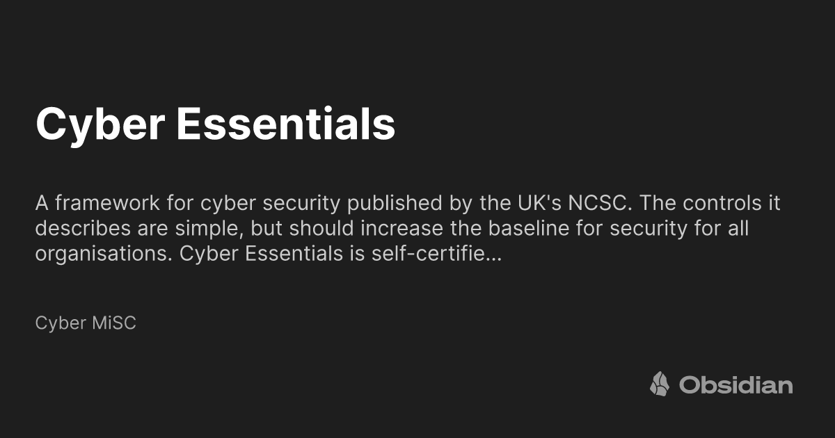 Cyber Essentials Cyber Misc Obsidian Publish
