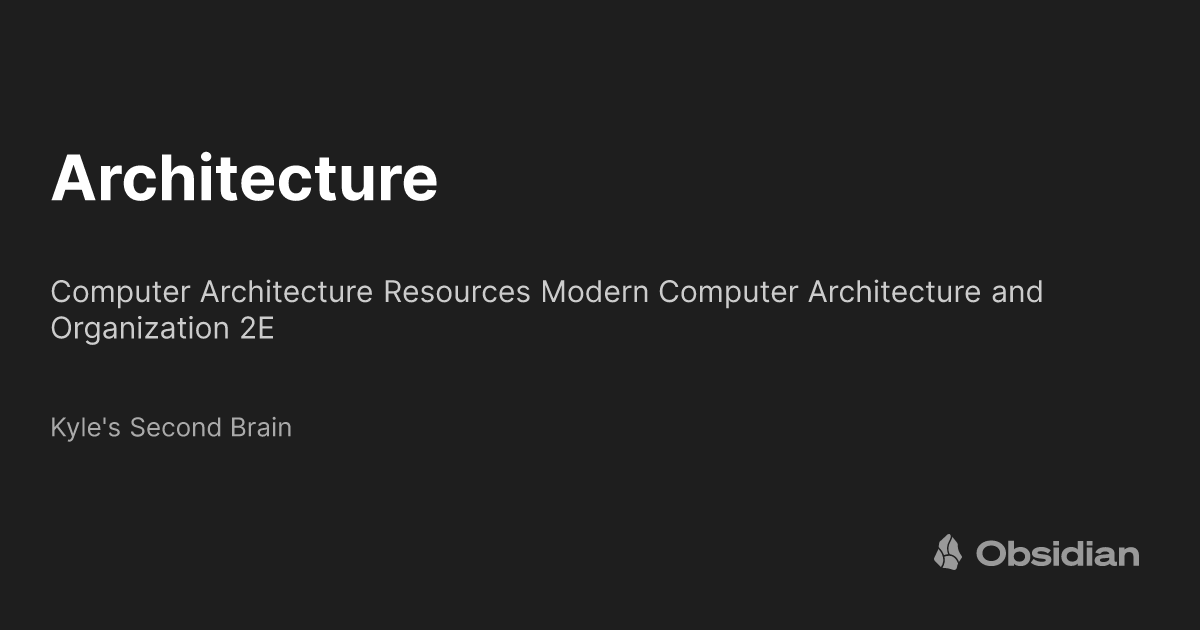 Architecture - Kyle's Second Brain - Obsidian Publish