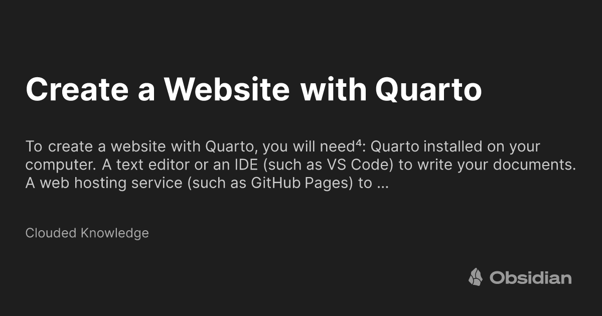 Create a Website with Quarto - Clouded Knowledge
