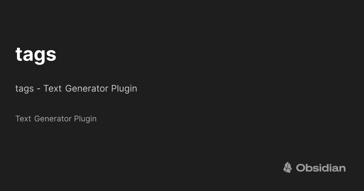 tags Text Generator Plugin