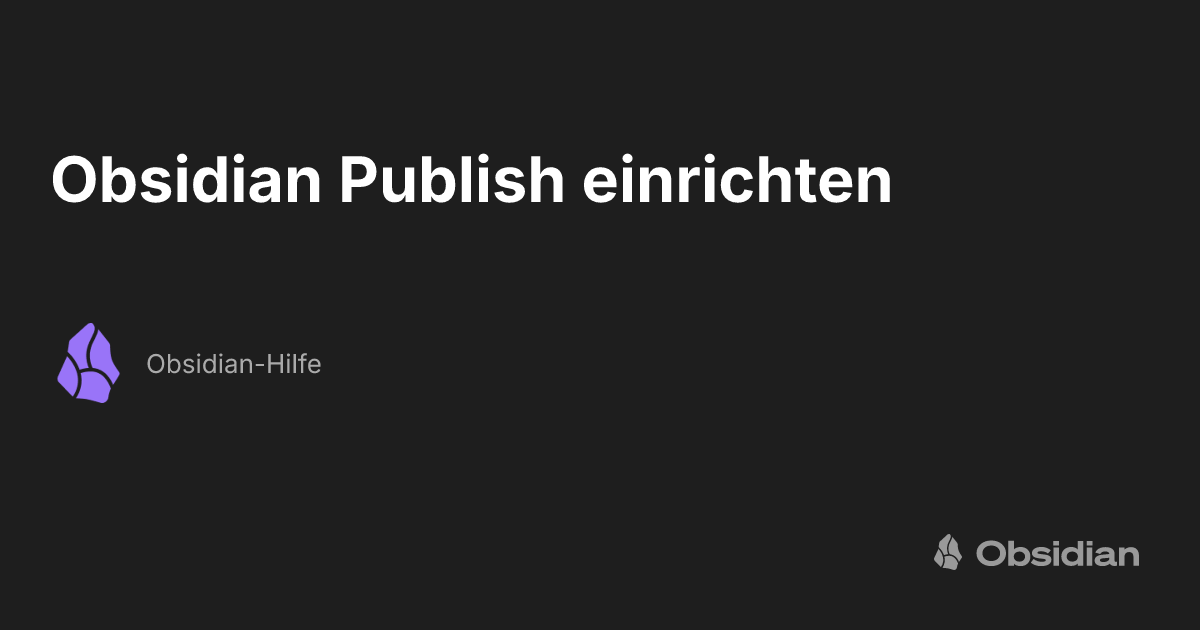 Obsidian Publish einrichten - Obsidian-Hilfe
