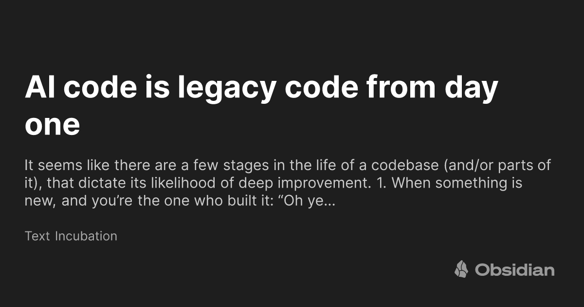 de is legacy code from day one - Text Incubation