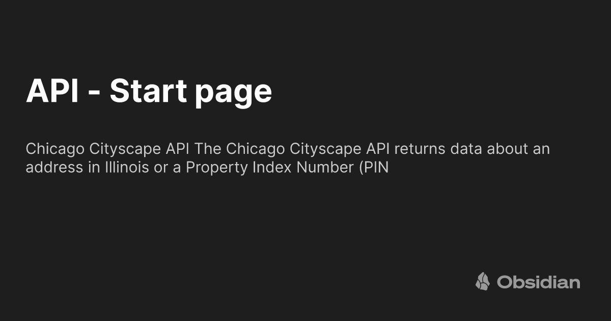 Api Zonug API - Start page - Chicago Cityscape - Obsidian Publish