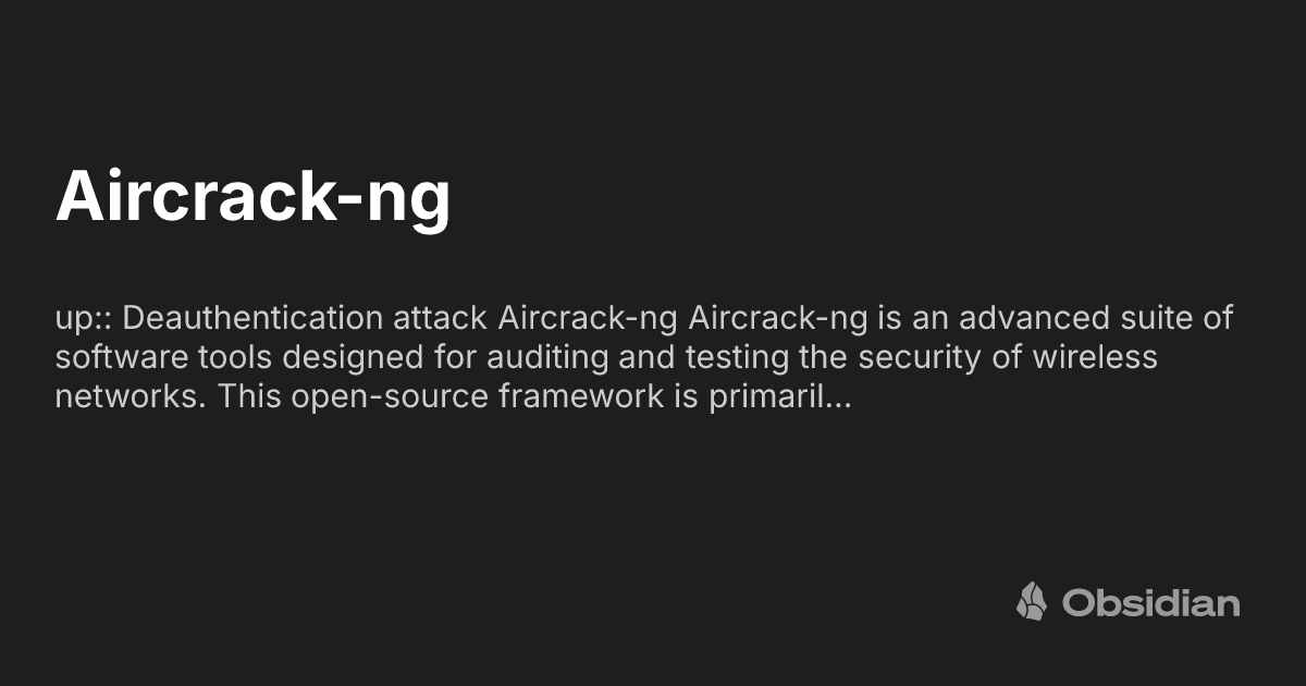 Aircrack Android Aircrack-ng - Obsidian Publish