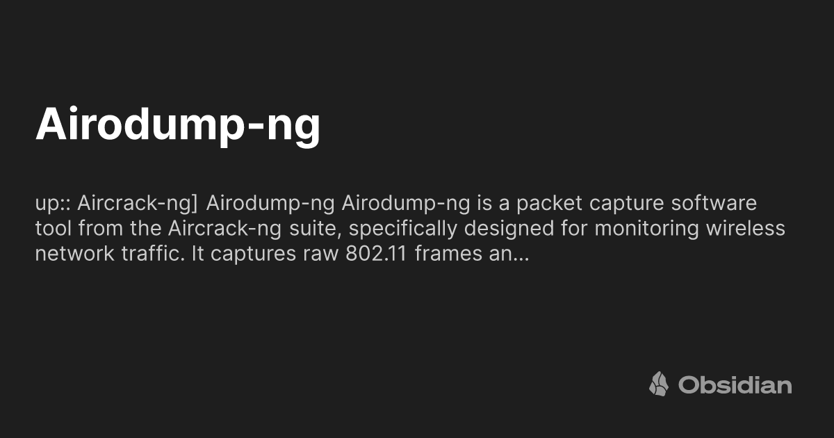 Airodump ng Obsidian Publish Airodump ng obsidian publish