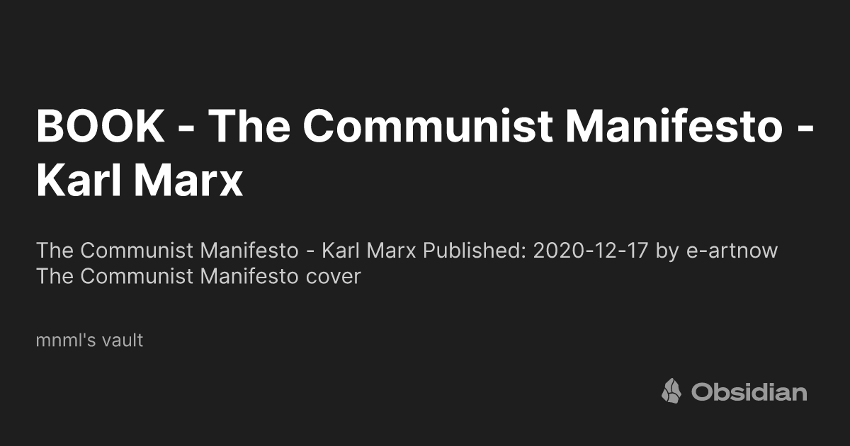 Karl Marx Book Communist Manifesto