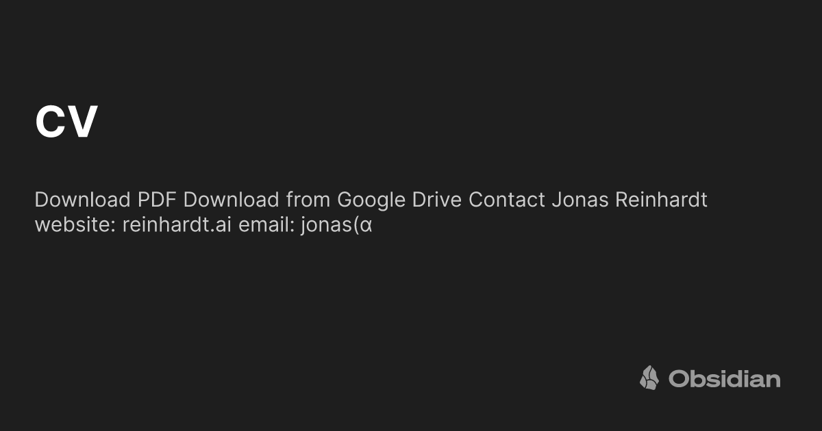 CV Jonas Reinhardt Obsidian Publish Cv jonas reinhardt obsidian publish