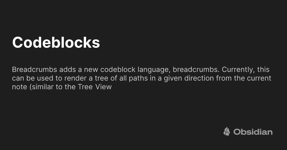 Codeblocks - Breadcrumbs - Obsidian Publish