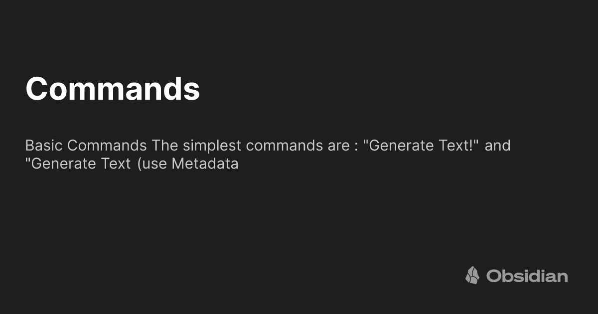 Commands - Text Generator Plugin