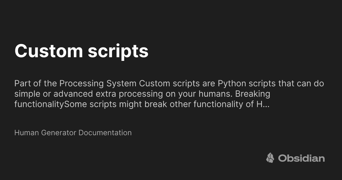 Custom scripts - Human Generator Documentation