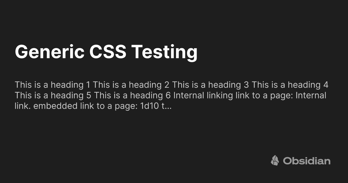 Generic CSS Testing - Obsidian Publish