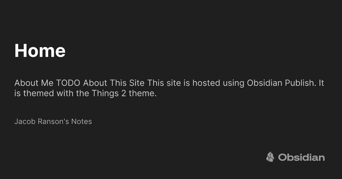 Home - Jacob Ranson's Notes