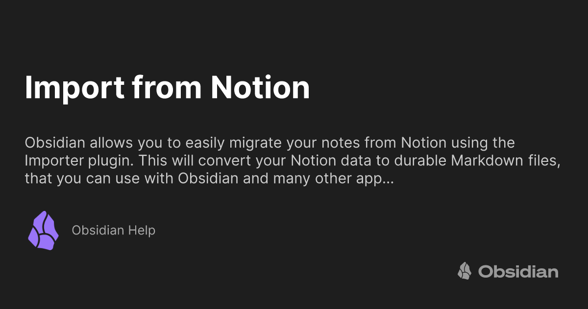 Import from Notion Obsidian Help