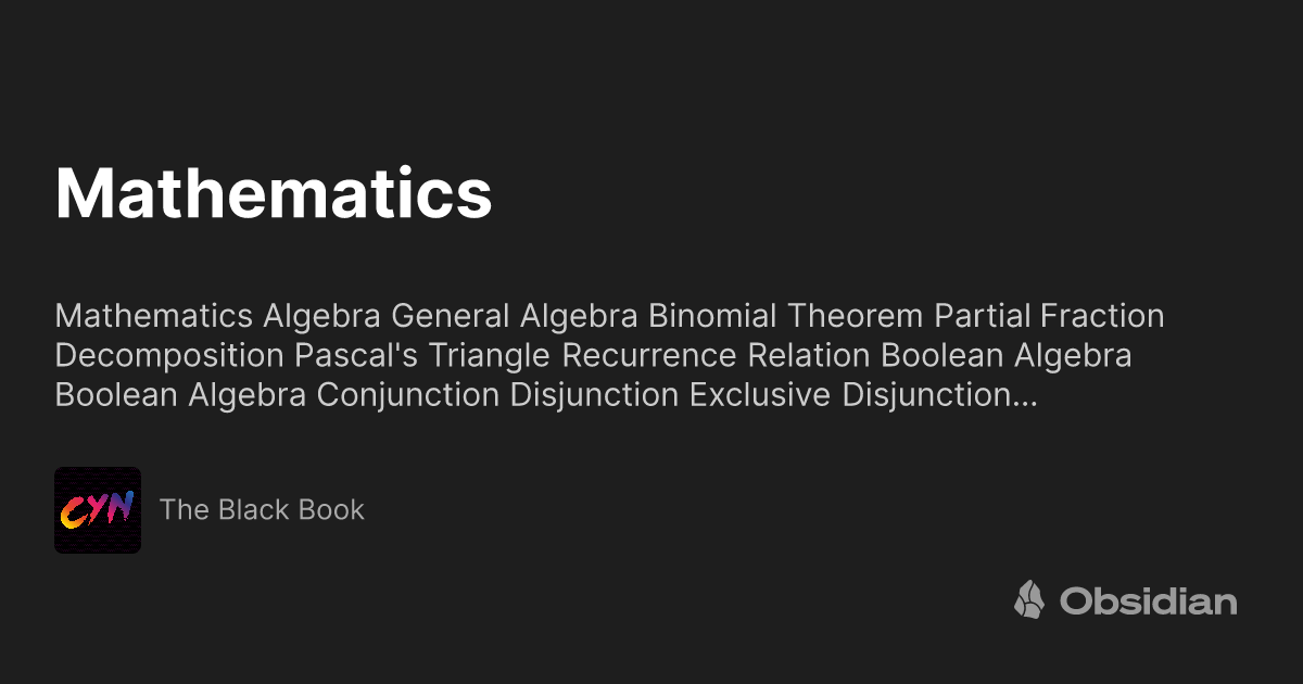 Mathematics The Black Book Obsidian Publish Mathematics the black book obsidian publish