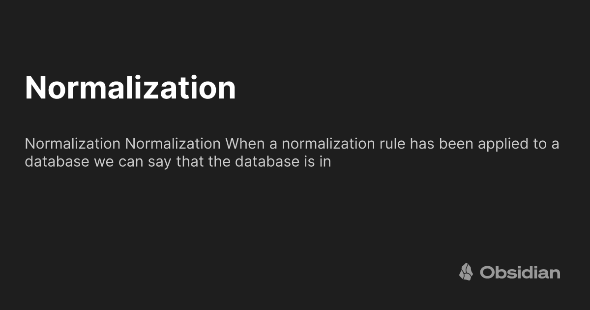 Normalization Formula Normalization formula