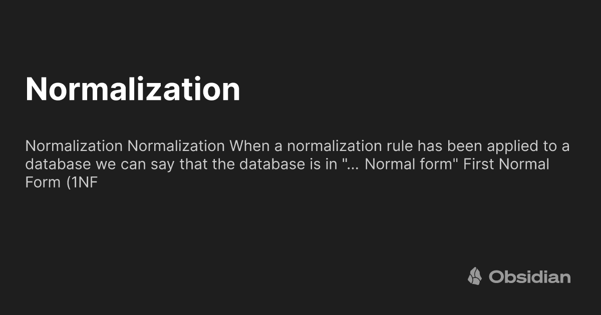 Normalization Formula
