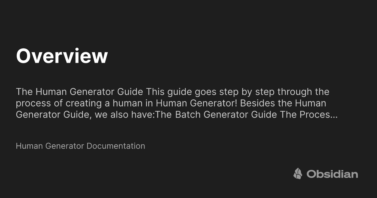 Human Select Programing Overview - Human Generator Documentation