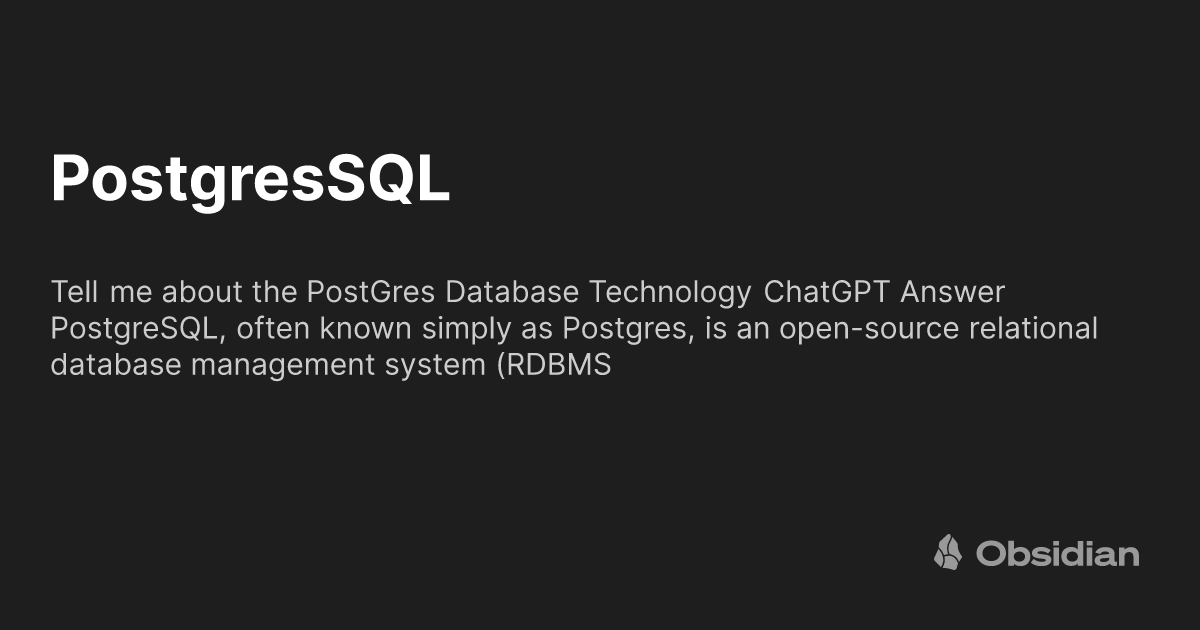 PostgresSQL - PKC - Obsidian Publish