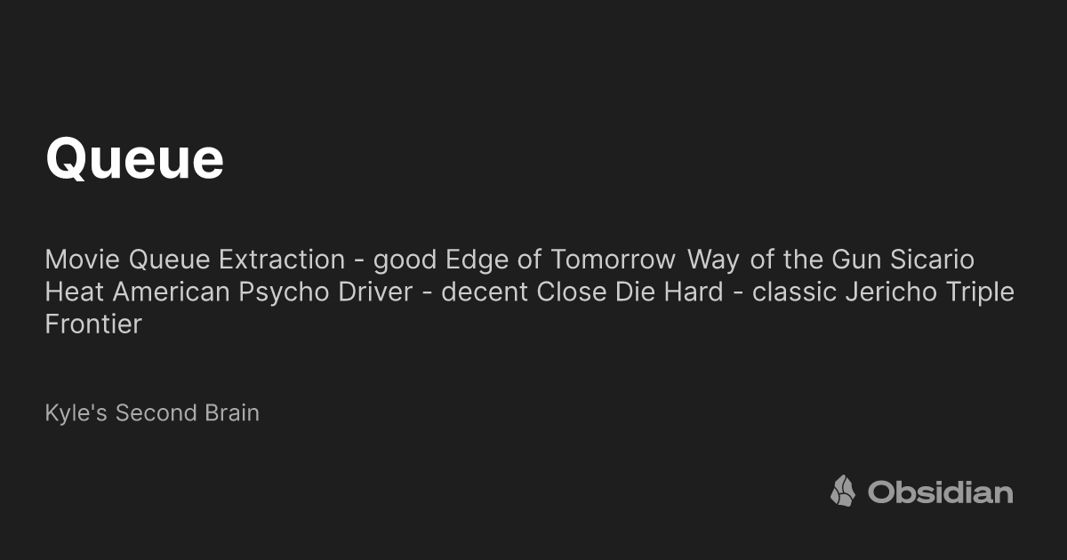 Queue Kyle s Second Brain Obsidian Publish Queue kyle s second brain obsidian publish