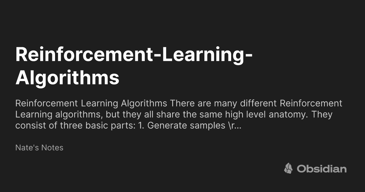 Reinforcement-Learning-Algorithms - Nate's Notes