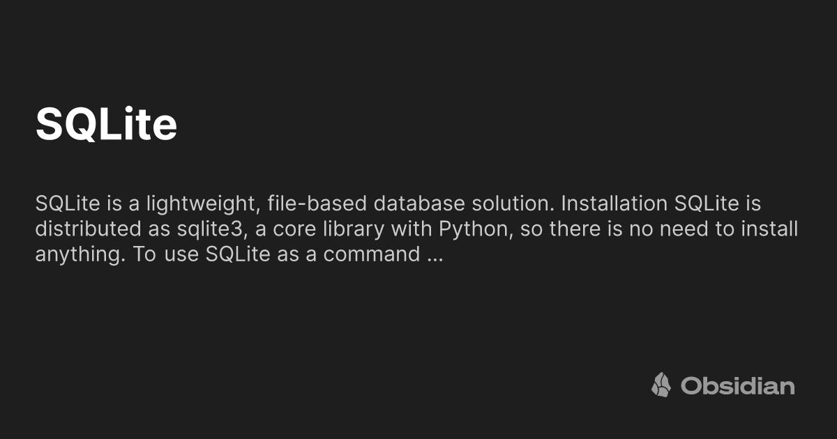 SQLite - Obsidian Publish