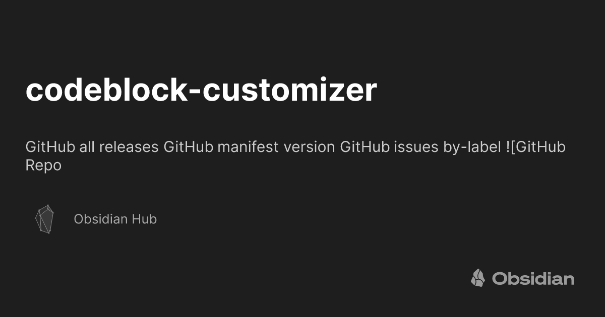 codeblock-customizer - Obsidian Hub - Obsidian Publish