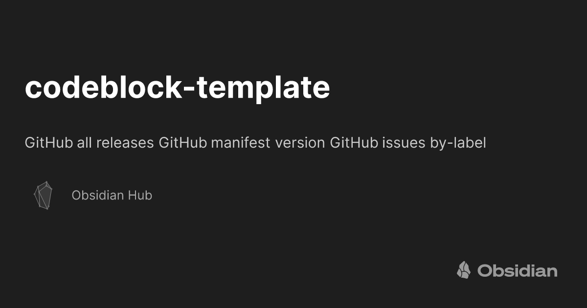 codeblock-template - Obsidian Hub - Obsidian Publish