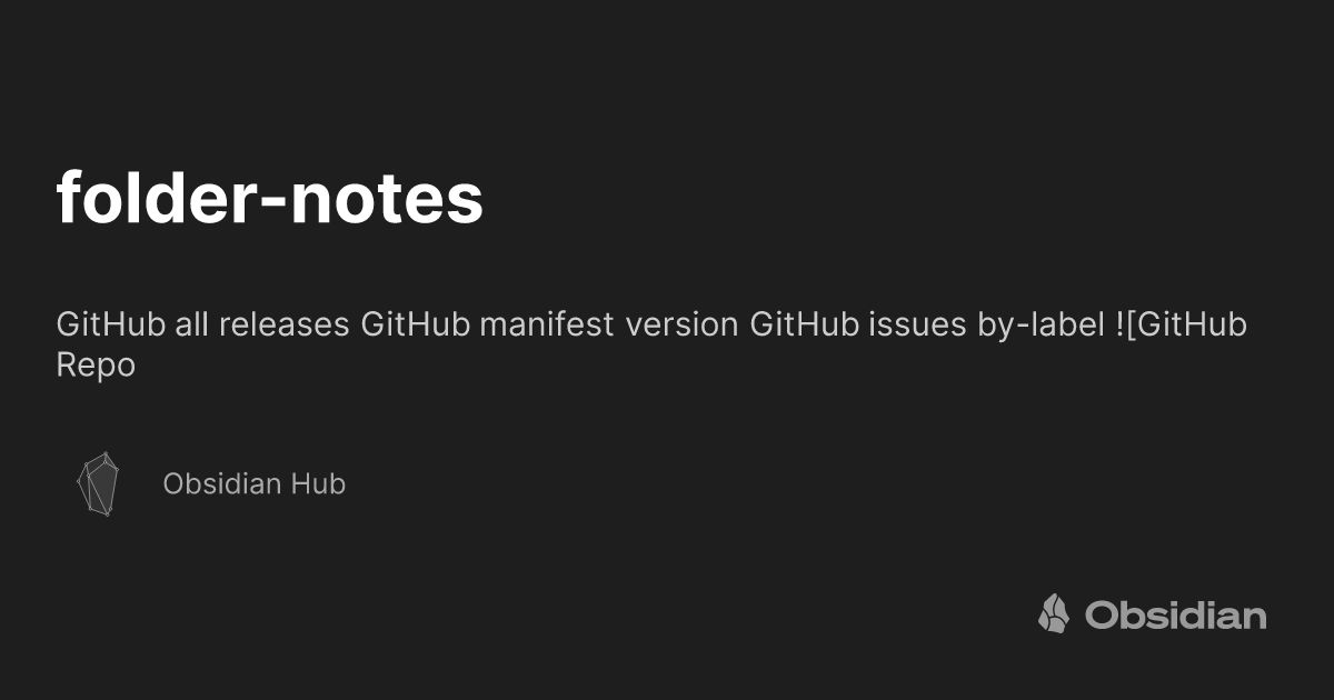 folder-notes - Obsidian Hub - Obsidian Publish