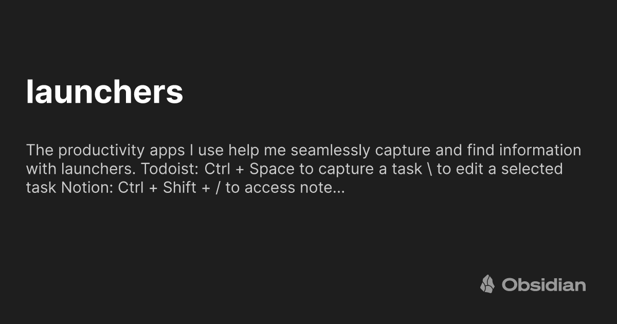 Launchers Obsidian Publish Launchers obsidian publish