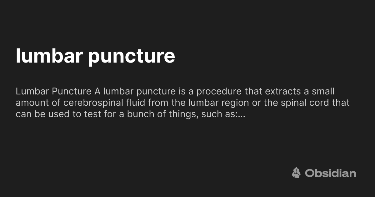 lumbar puncture Obsidian Publish