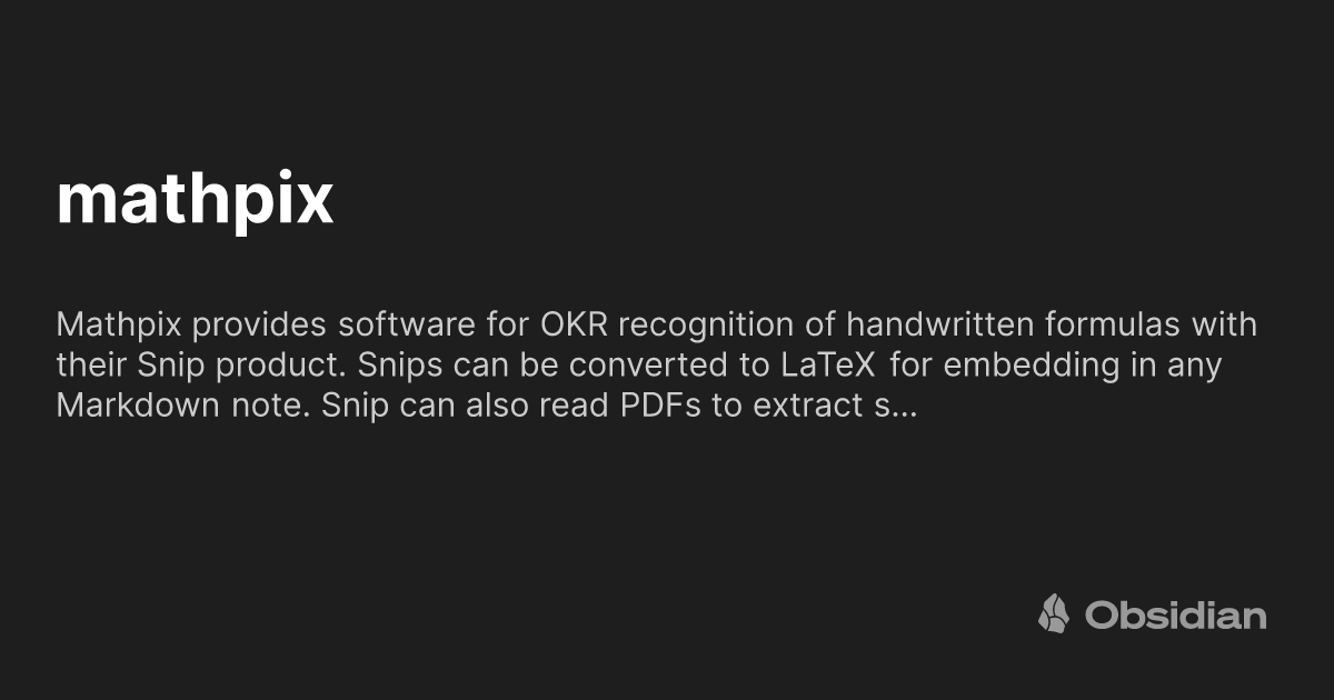 mathpix - Obsidian Publish