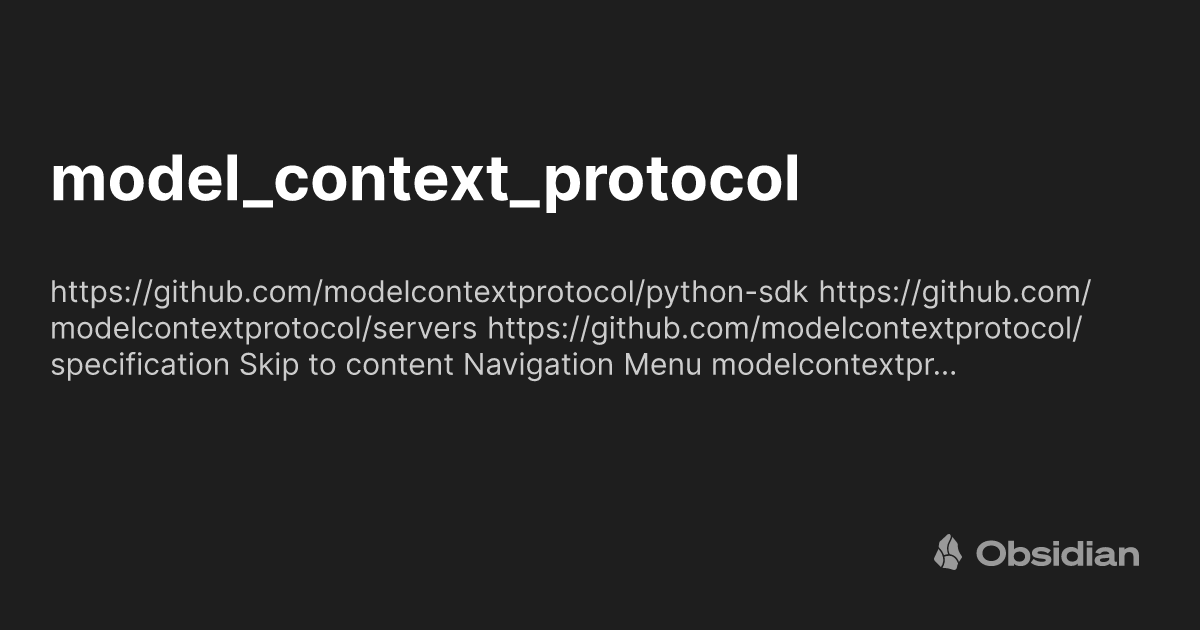 model_context_protocol - Obsidian Publish