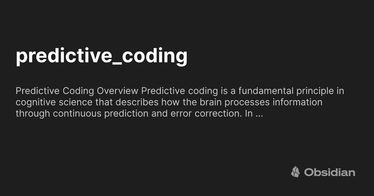 Predictive Coding Learning predictive_coding - Obsidian Publish