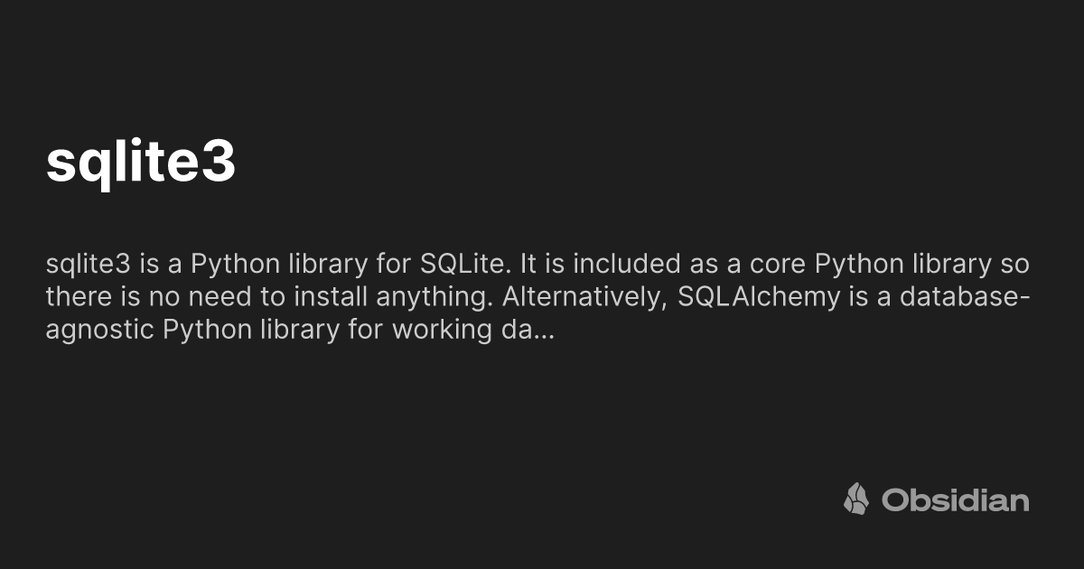 sqlite3 - Obsidian Publish