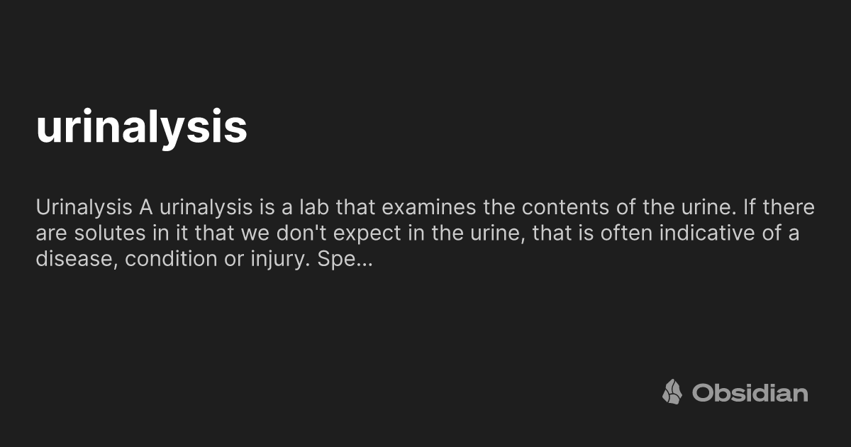 urinalysis Obsidian Publish